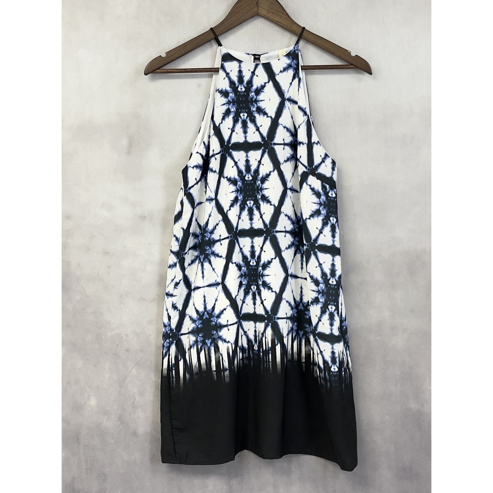 Tyche Geometric Halter Mini Dress Women Small Coastal Artsy Summer Contemporary